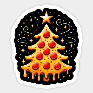 Pizza Xmas Tree, Christmas Style Pizza Lover Sticker